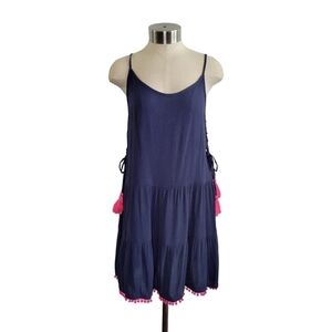 Xhilaration Sleeveless Tassel Trim Summer Dress Beach Cover-Up Women's Size M